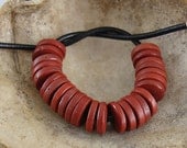 Brick Red Button spacer Beads 9x3mm, 25 Pieces