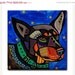 50%  OFF SALE - Australian Kelpie Dog Art Tile dog coasters -  Dog Gifts - Blue Red Yellow Ceramic Tile - Dog-Modern Abstract Print