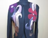 VIntage 60s Sweater/ Floral Sweater/ 60s Sweater Black Bold Graphics