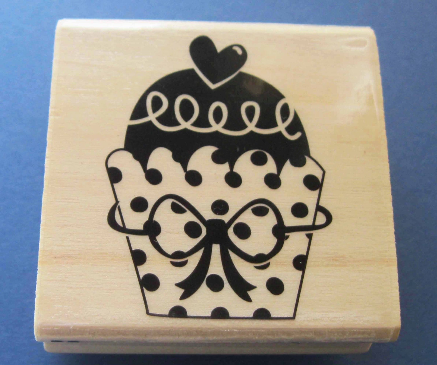 Heart Cupcake Rubber Stamp