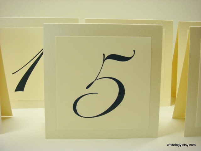 Wedding Table Numbers Tented Shimmery Soft White and Shimmery Soft Cream Perfect for a White or Champagne Colored Wedding