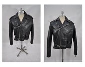 vintage leather jacket MOTORCYCLE punk ramones perfecto style size large