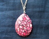 TURQUOISE Necklace stone pink teardrop large big western neon pendant metal boho birthday for her dark light minimalist silver plated