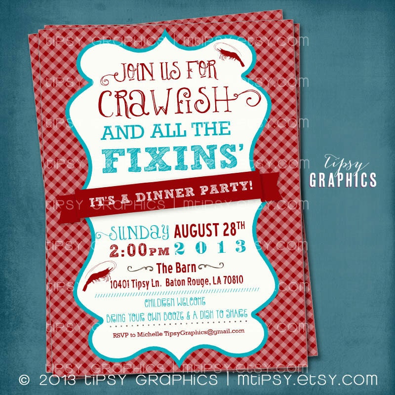 Crawfish & all the Fixins. Any Occasion Invitation by Tipsy Graphics. Any colors Il_170x135