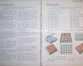 Vintage Lot/25 1952 Arithmetic School Book Pages - Mixed Media - Altered Art - Scrap Booking - Color Graphics