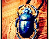 Orgone scarab beetle necklace with quartz
