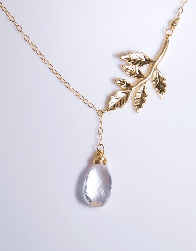 April birthday necklace, April birthstone, crystal quartz,14K gold filled necklace, gemstone, personalized necklacepersonalized jewelry