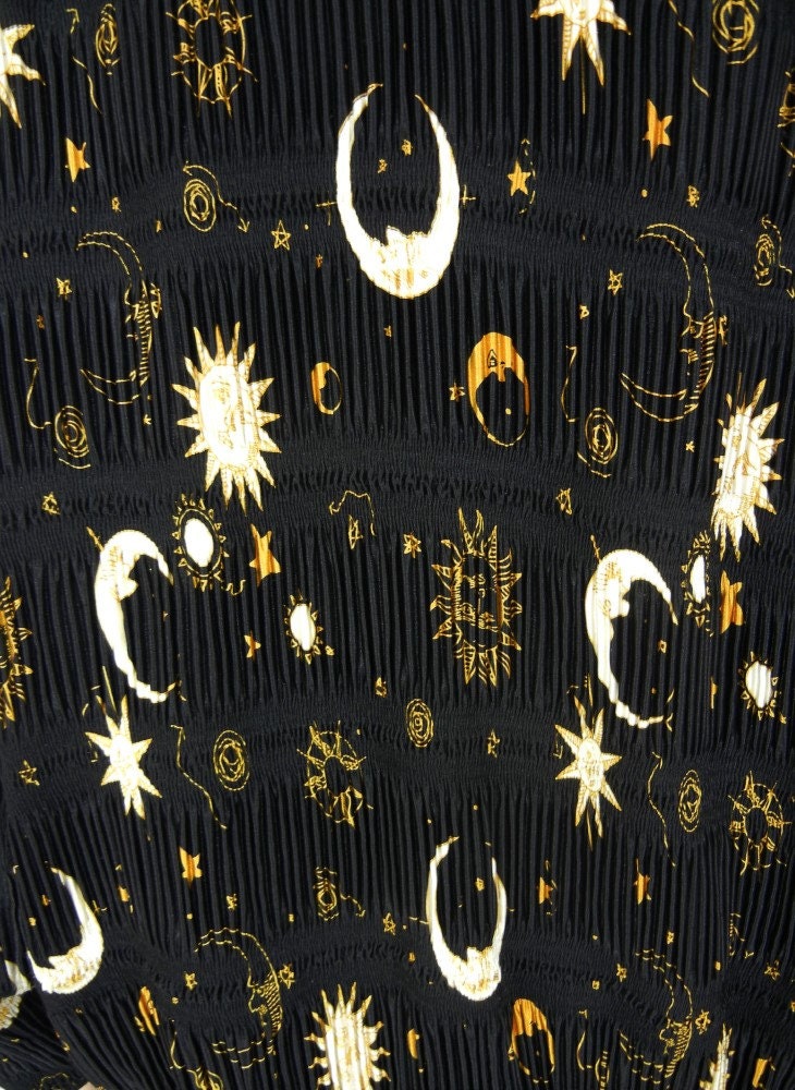 Vintage Jacket, Sun, Moon, Stars, One Size Fits Most, Black, Witch, 90's, Tumblr, Rad, Oversized