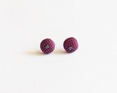 Justice - upcycled vintage Christian Dior necktie - Repurposed Covered Button Earrings - pink earrings - designer necktie - pink and blue