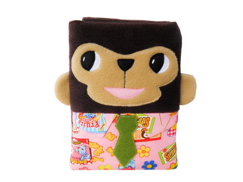 Ipad mini case / sleeve monkey "working boy" - in fleece