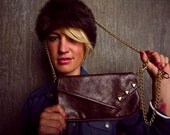 Studded Fanny Pack- Brown Faux Leather -Vintage Inspired -Gold Hearts- Gold Studs- Gold Chain