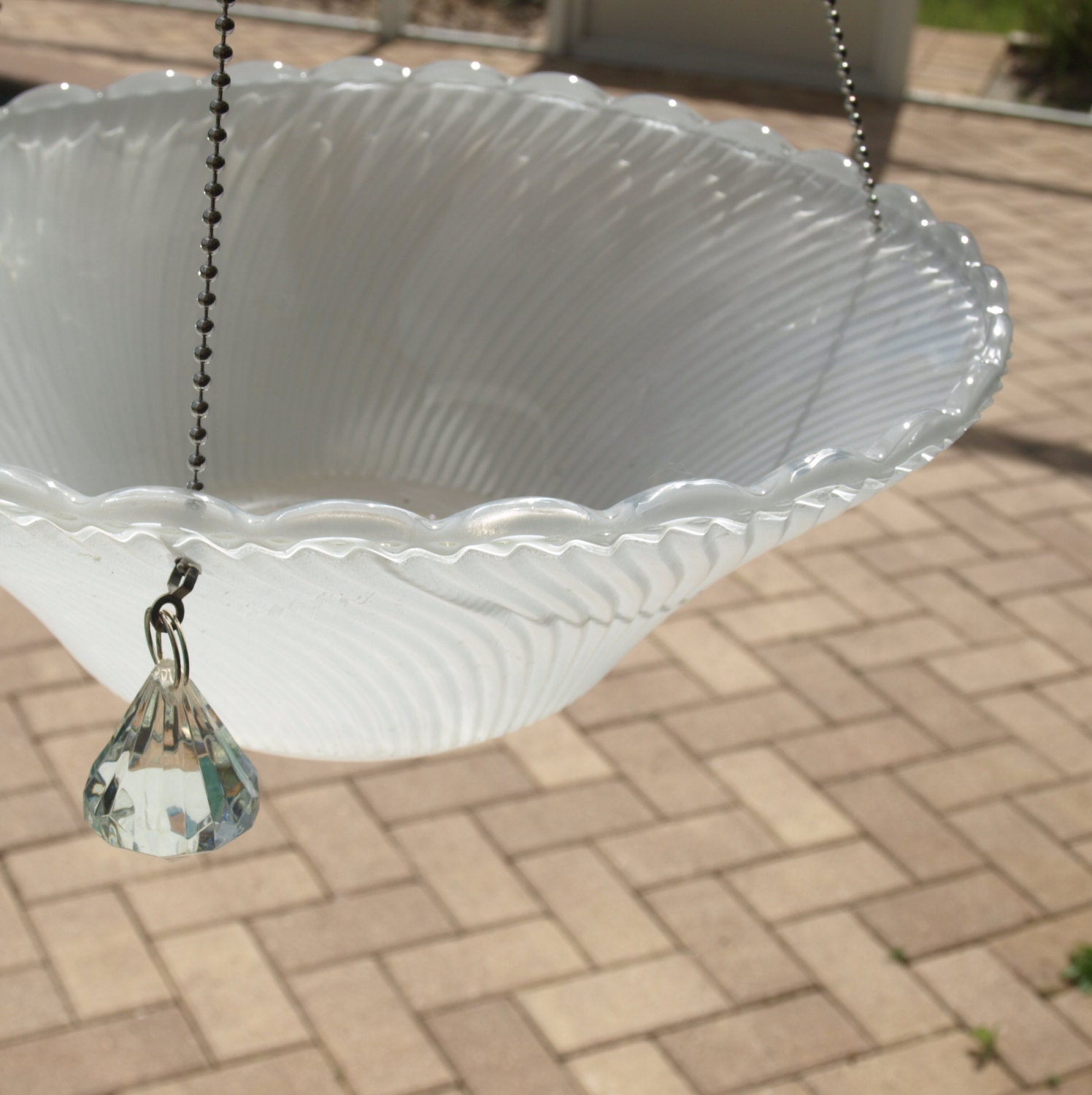 hanging light shade vintage fixture bird feeder repurpose planter candle holder
