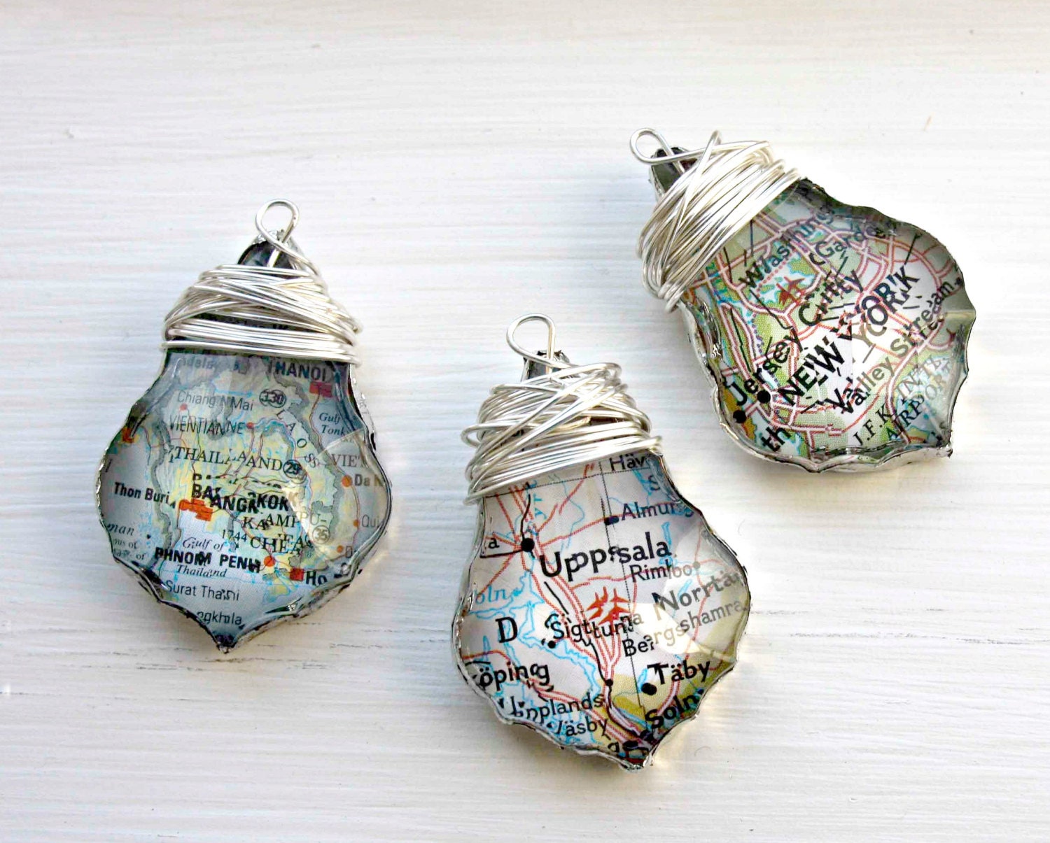 Custom Map Necklace Chandelier Prism Crystal You Pick the Place