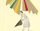Downpour - Surreal art, cut paper collage, whimsical, spring art, mid century style, portrait 8x10 Giclee print