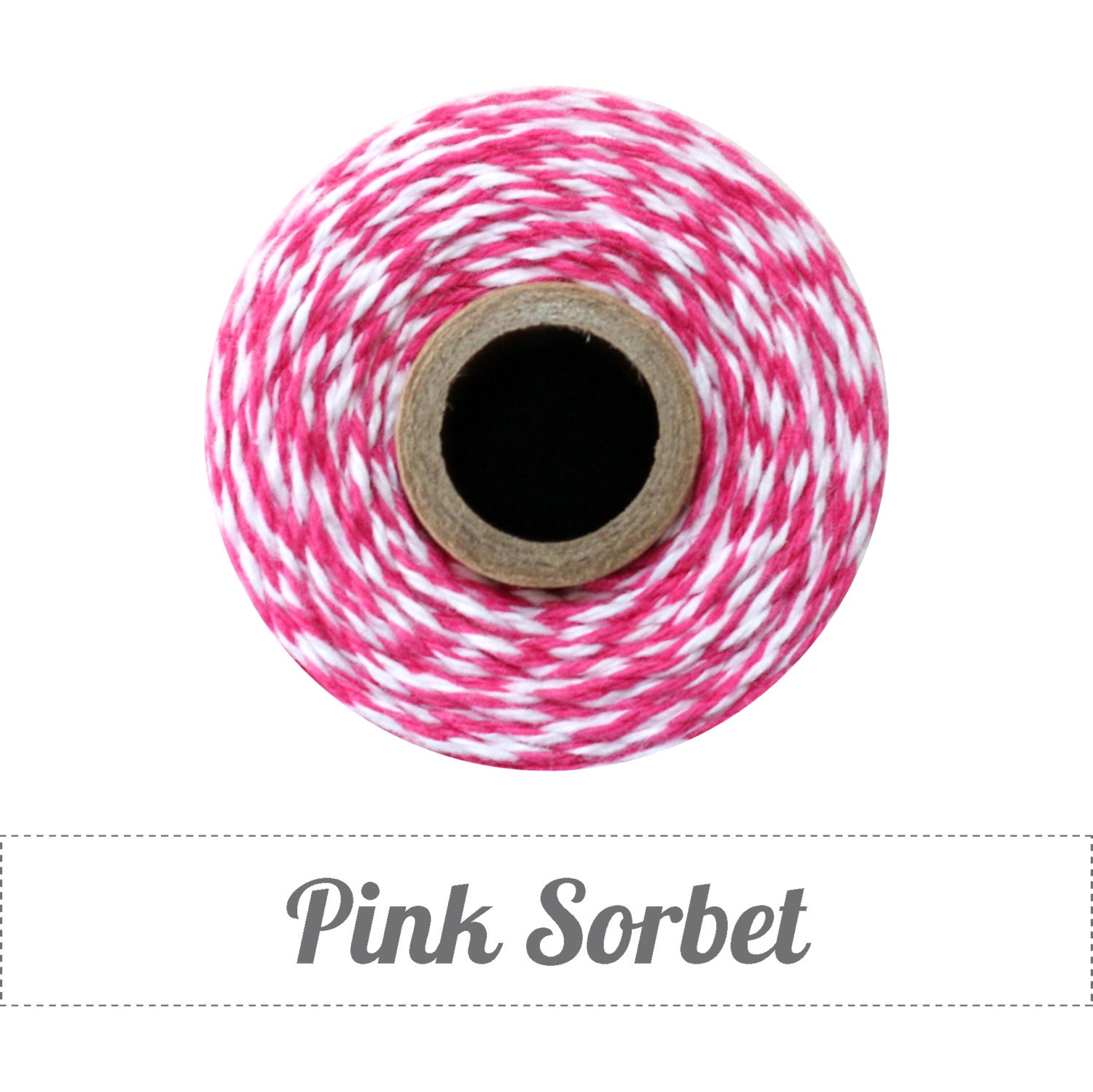 Pink Sorbet - Pink and White Baker's Twine by The Twinery - 240 yard spool