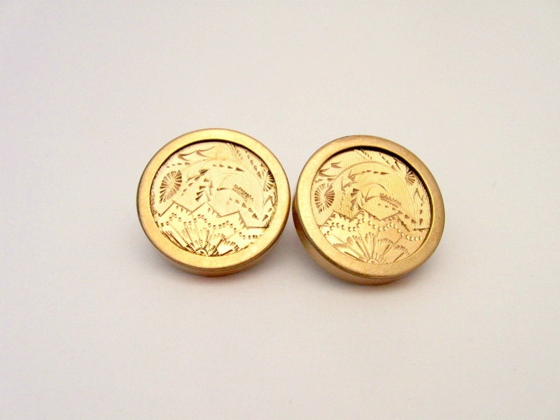 Vintage Engraved Gold Cuff Links 1920s/1930s