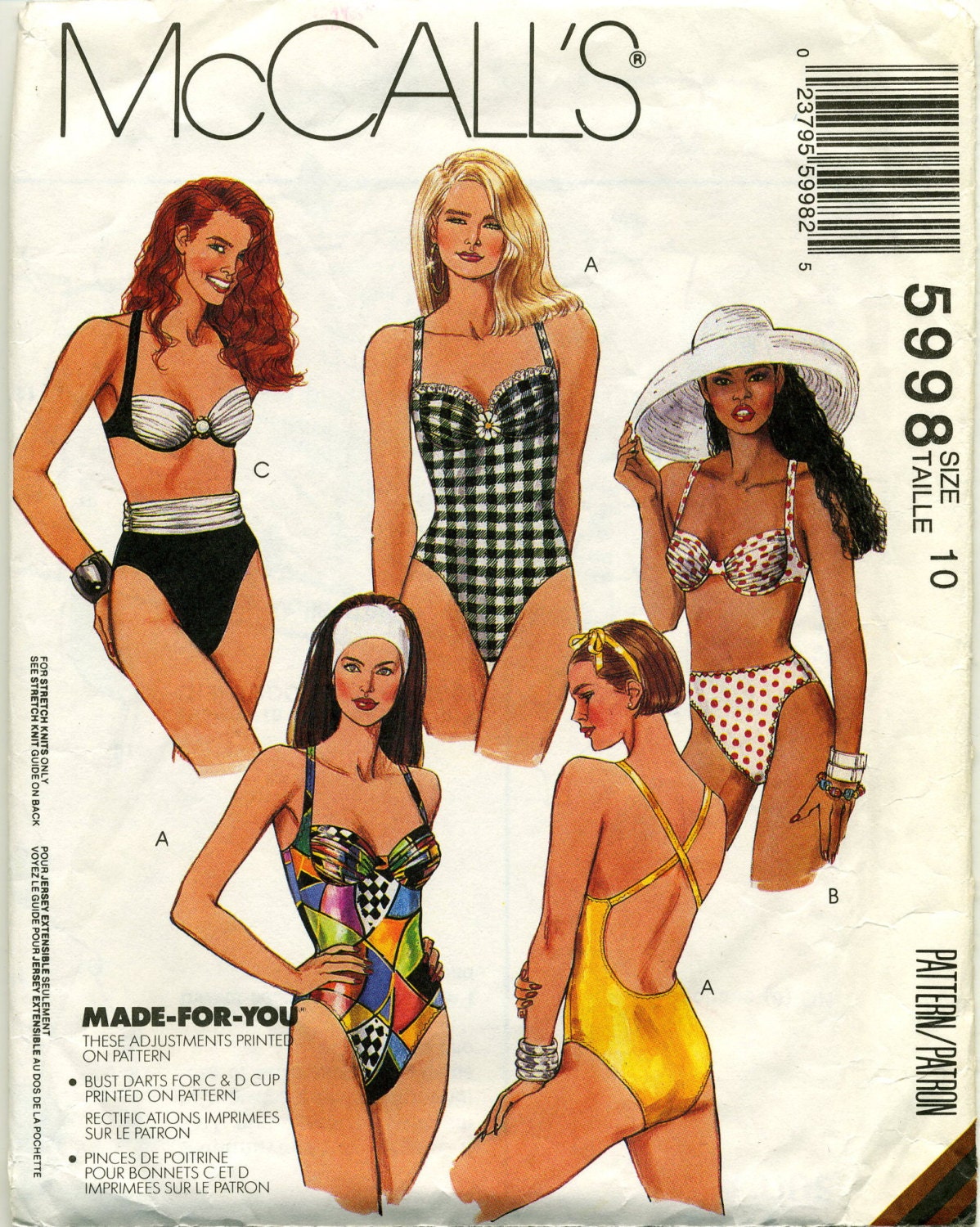Vintage Swimsuit, Bikini Sewing Pattern - McCall's 5998 - Size 10