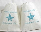 12 Bachelorette Beach Starfish / Hangover Kit - Organic Cotton Drawstring Bags - Great for Bachelorette Parties 5x7 Il_170x135