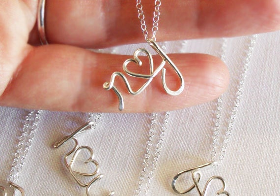 Lovers Initials Necklace, Custom Initials, Sterling silver