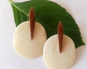 Piassava Coconut and Bone Ivory Dangle Earrings