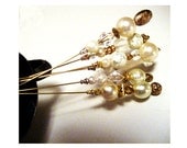 Sparkly Pearl and Crystal Steampunk Neo-Victorian Wedding Hat Pins