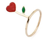 flower of love- bronze and enamel - free shipping