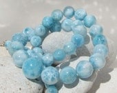 Larimar turtleback necklace, Fairy Honeymoon - marvelous crystal sky blue graduated beads necklace - 527, 0 ct