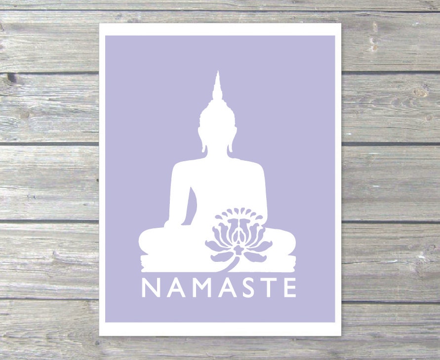 Namaste Buddha Digital Print - Lilac Violet Pastel - Modern Wall Art - Home Decor - Flower Zen Yoga - Under 20