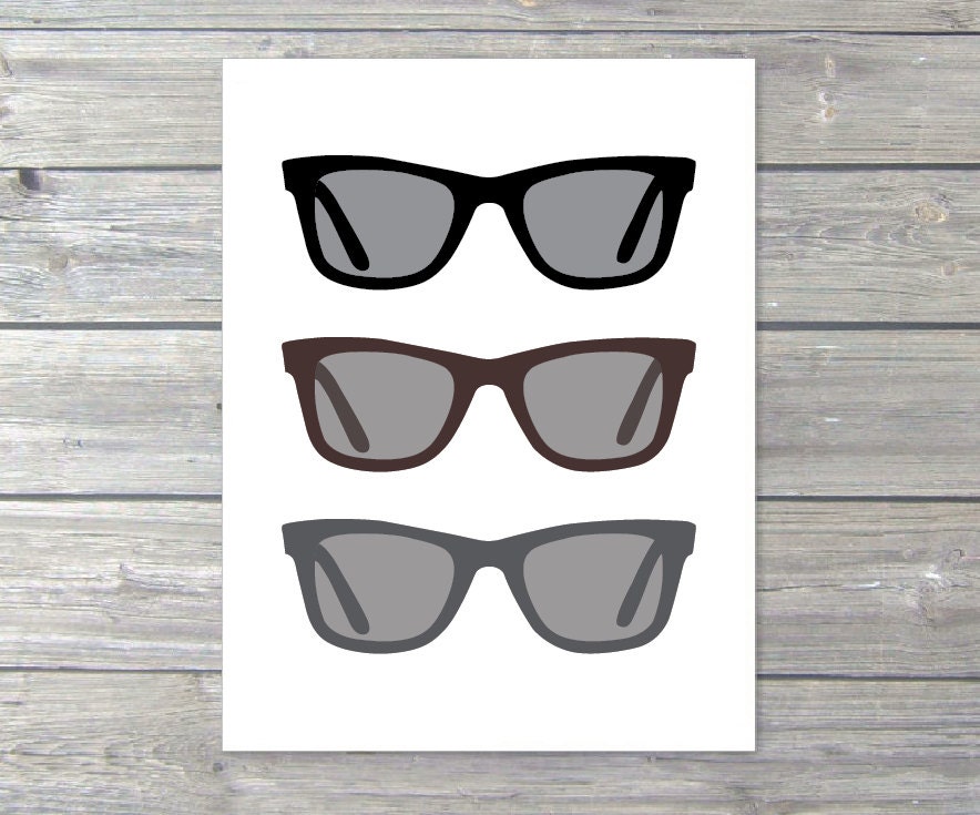 Sunglasses Digital Print - Ray Ban - Summer - Black Brown Grey - Beach Vacation - Modern Wall Decor - Men Gifts Under 20 - AldariArt