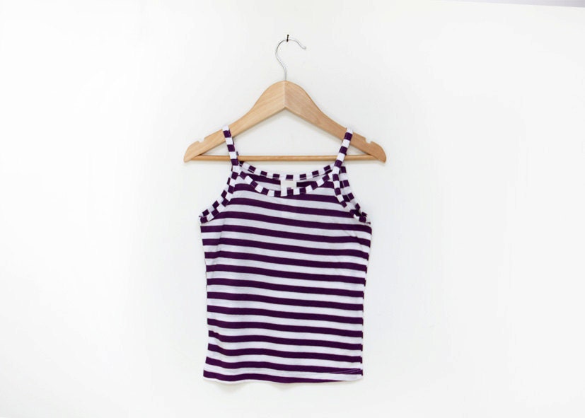 Girls summer top, purple and white stripes, little Girl tank top, sizes 1/ 2-3 years, 2/ 4-6 years, 3/ 7-8 years - nukile