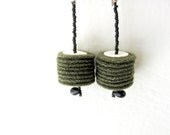 chunky tube minimal tribal geometric khaki green earrings-contemporary jewelry