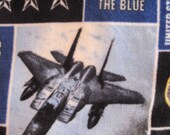 Air Force Emblems, Logos and Sayings All Over with Red Fleece Blanket