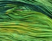 Scarf, Silk: Hand-Dyed and Pleated, Emerald Green