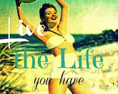 Photography Beach Quote 11x14 LIVE THE LIFE you have Imagined Print Thoreau Typography Gift for Her Inspirational Beach House color