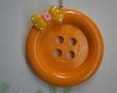 Giant Orange Button Necklace with Bow