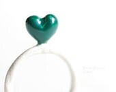 Emerald Heart Ring Organic Love White Sterling Silver T12