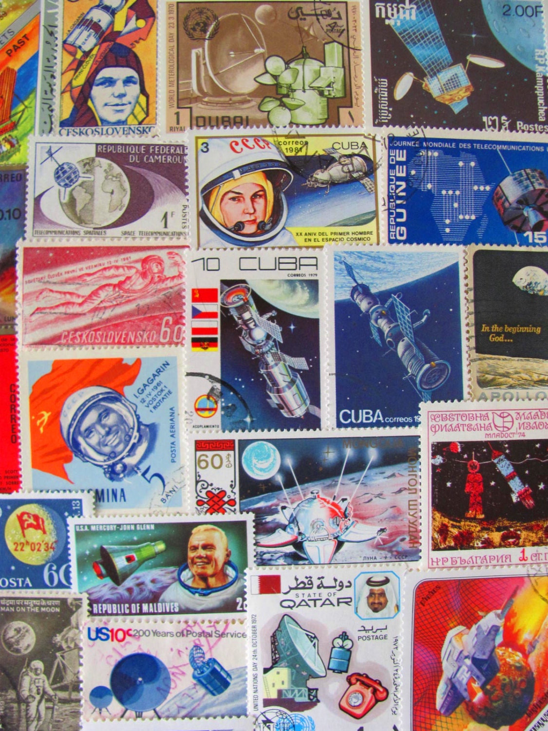 Vintage Final Frontier 50 US Worldwide Science Fiction Postage Stamps Philately Space is the Place Planets Planetary Capricorn 2