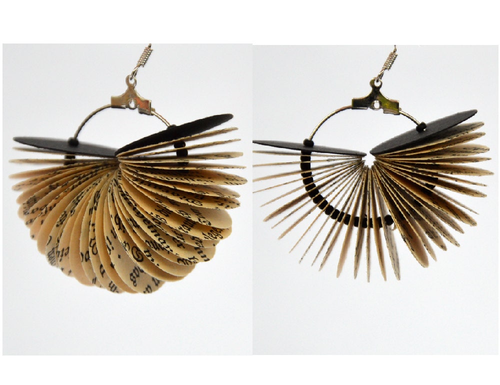 Statement Earrings - Dangles - made of book pages