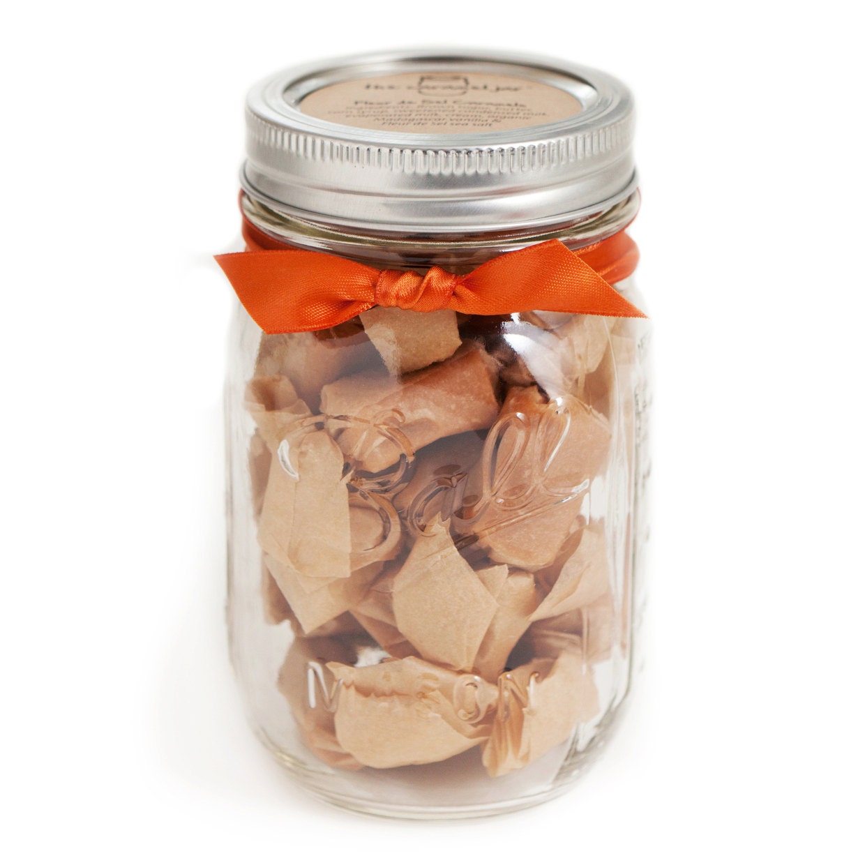 Perfect Thank You Gift - Fleur de Sel Caramels - (1) 1/2 Pound Jar of Caramels - As Seen in Food & Wine Magazine