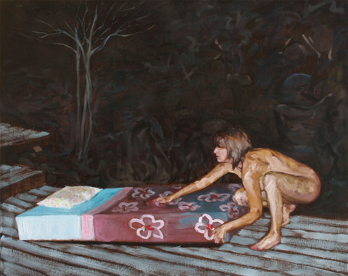 Comfort III - original collaborative oil painting by Cara and Louie
