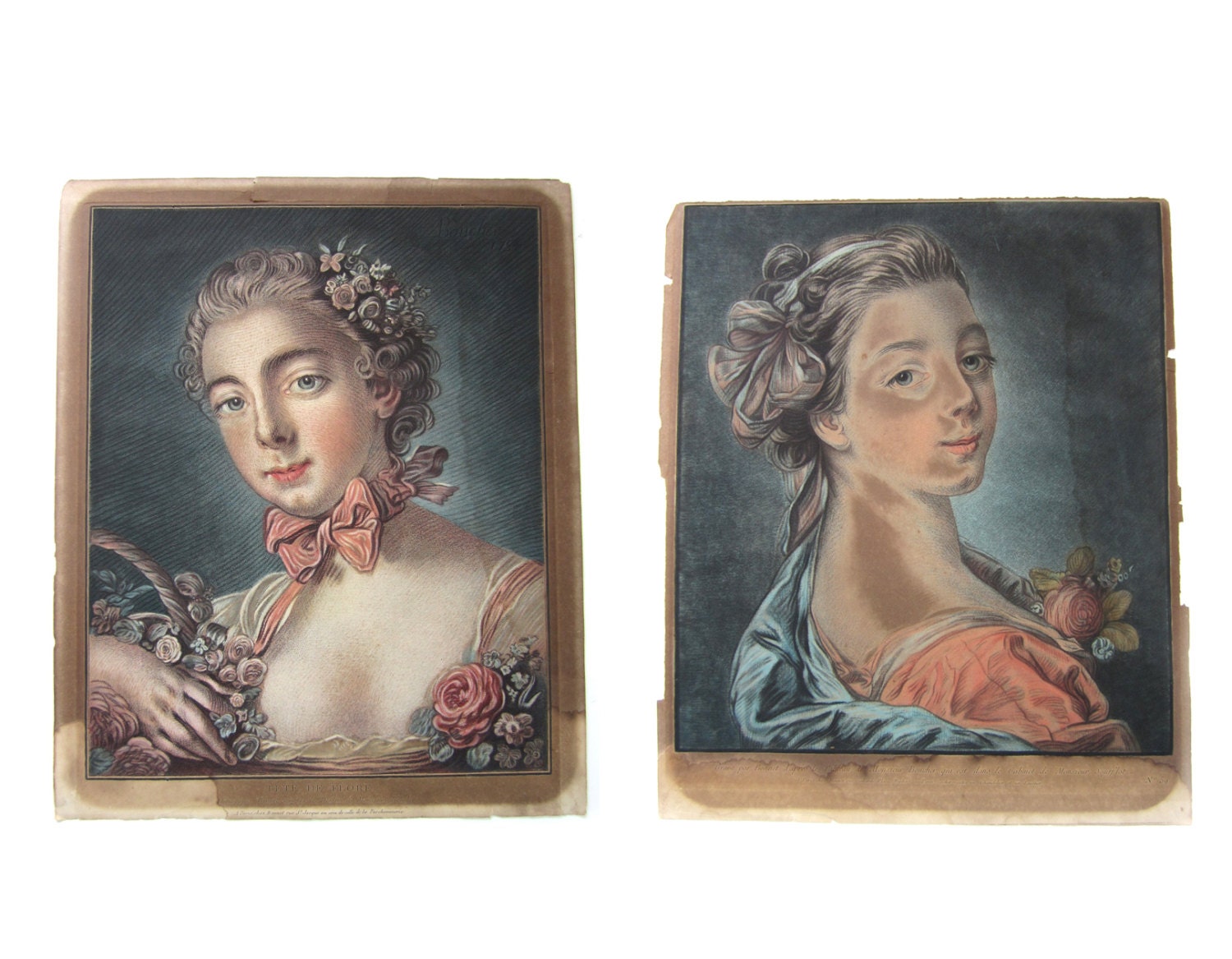 Antique 18th Century Engravings after Francois Boucher  (1703-1770) - French Pastellist