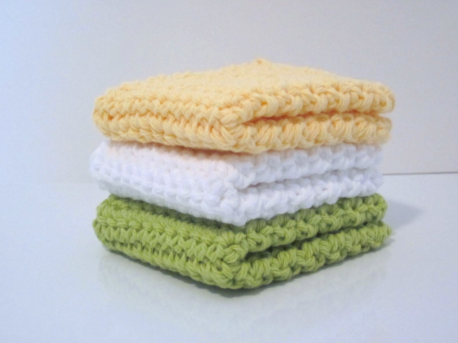 Crochet Washcloths  /  Dishcloths / 100% Cotton / Set of 3