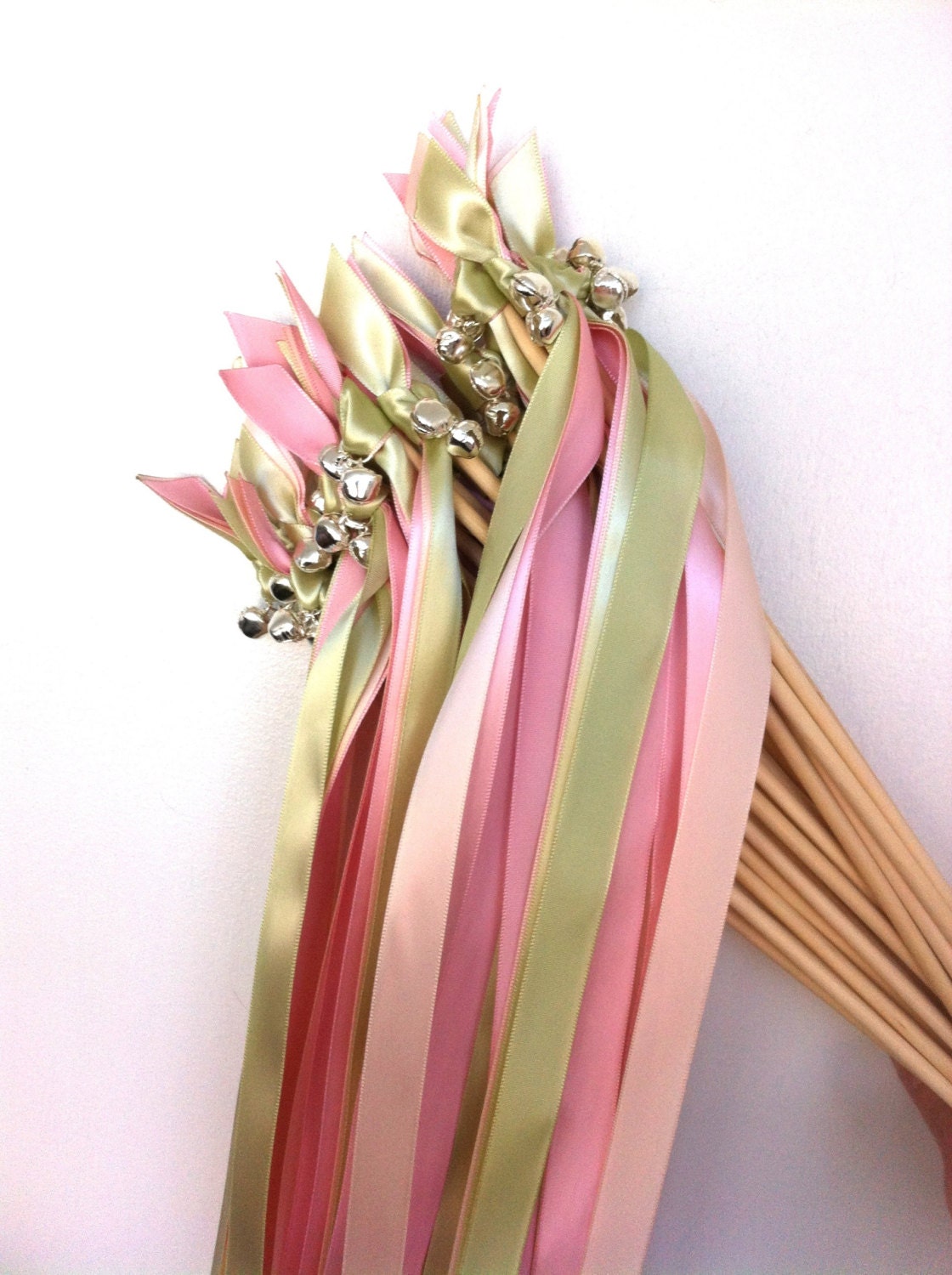 200 SUMMER Wedding Wands: Three Ribbons ANY COLOR Two Bells