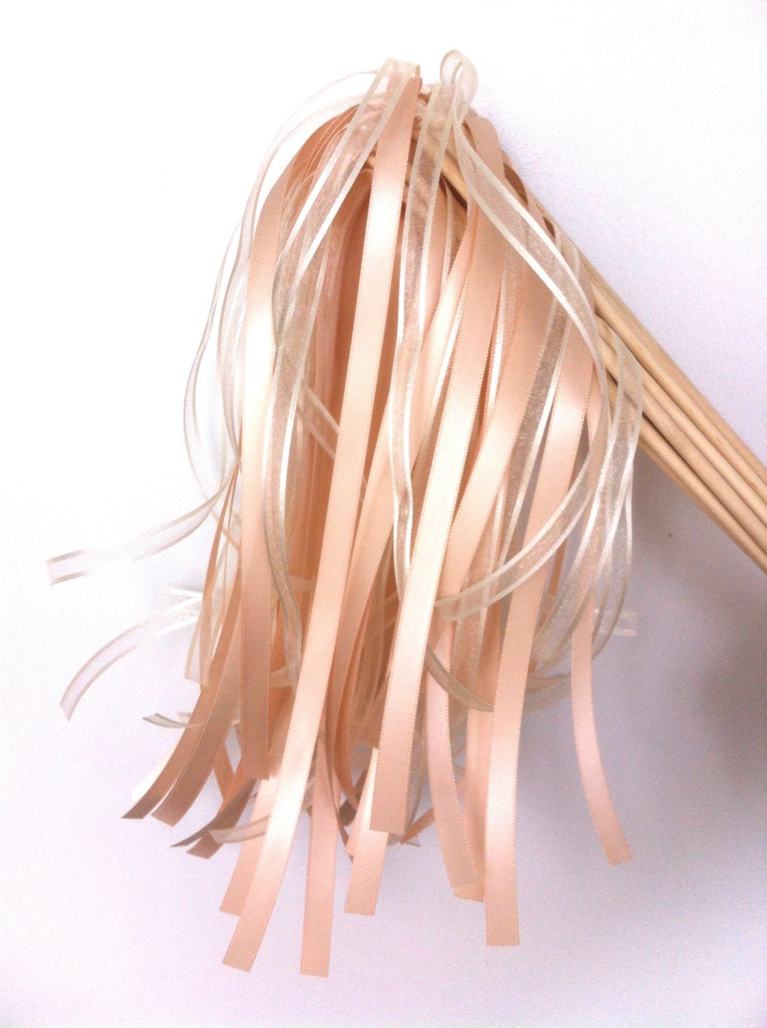 NEW 50 Wedding Wands: 4 Thin Ribbon Strands (2 Satin 2 Sheer)