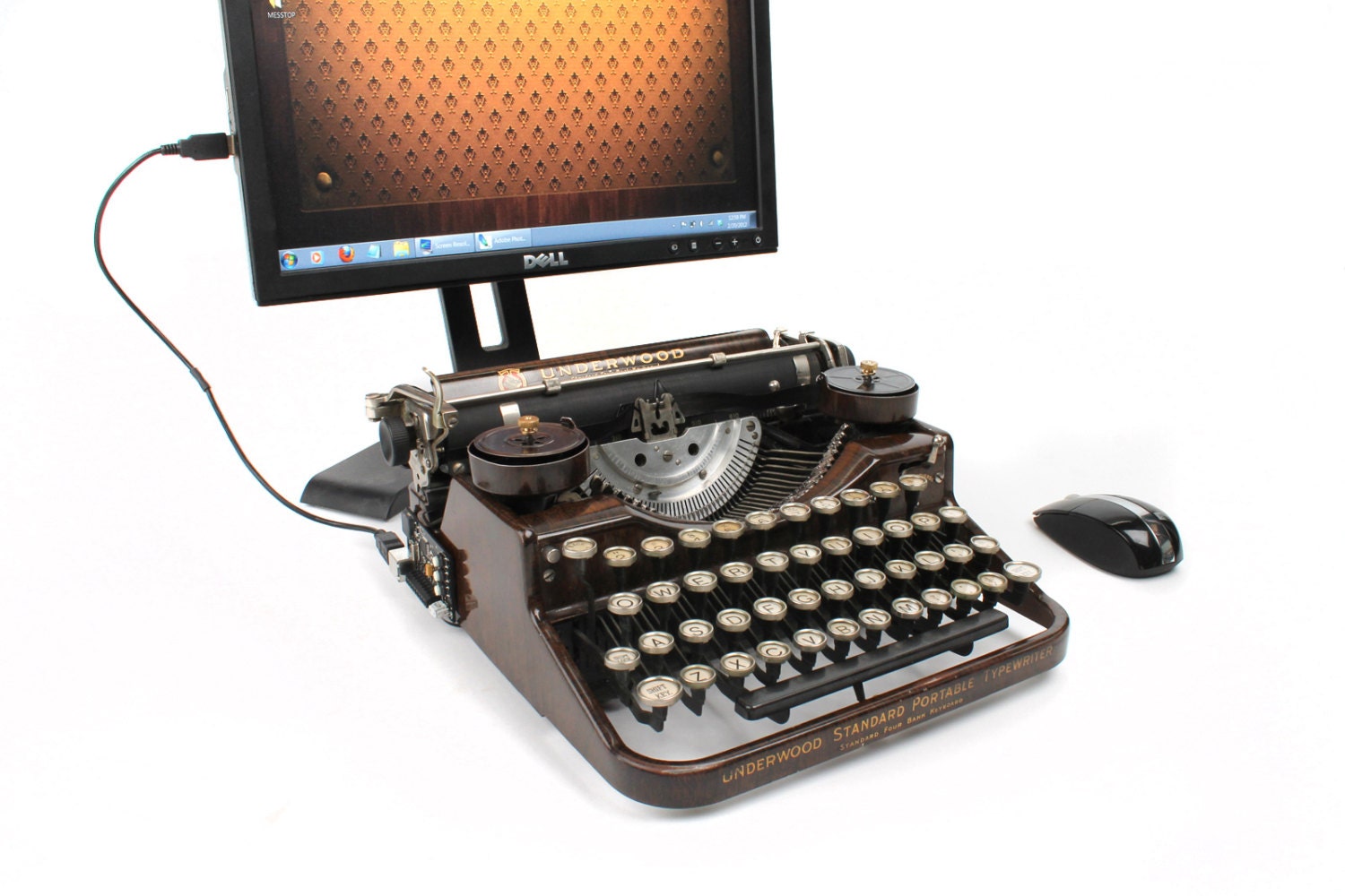 USB Typewriter -- An Upcycled Computer Keyboard and iPad Dock -- Underwood Standard with Faux Wood