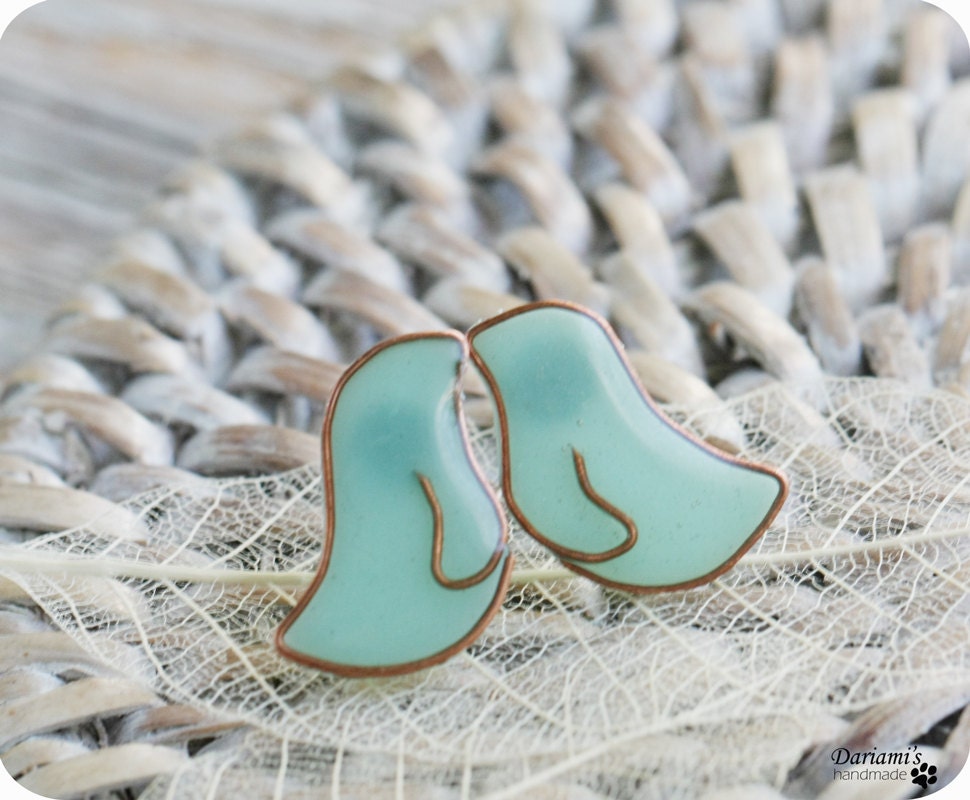Mint Birds Earrings - Post Studs Earrings - Mint Bird Jewelry