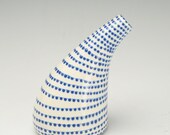 Sapphire Blue Spiral Vertigo See Ya Later Tilt Vase Hand Painted Flower Holder