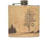 Rustic Tree Landscape Whiskey Flask Traveler Camping Hiking Backpacking Groomsmen Gift - Stainless Steel 6 oz Liquor Hip Flask LC-1108