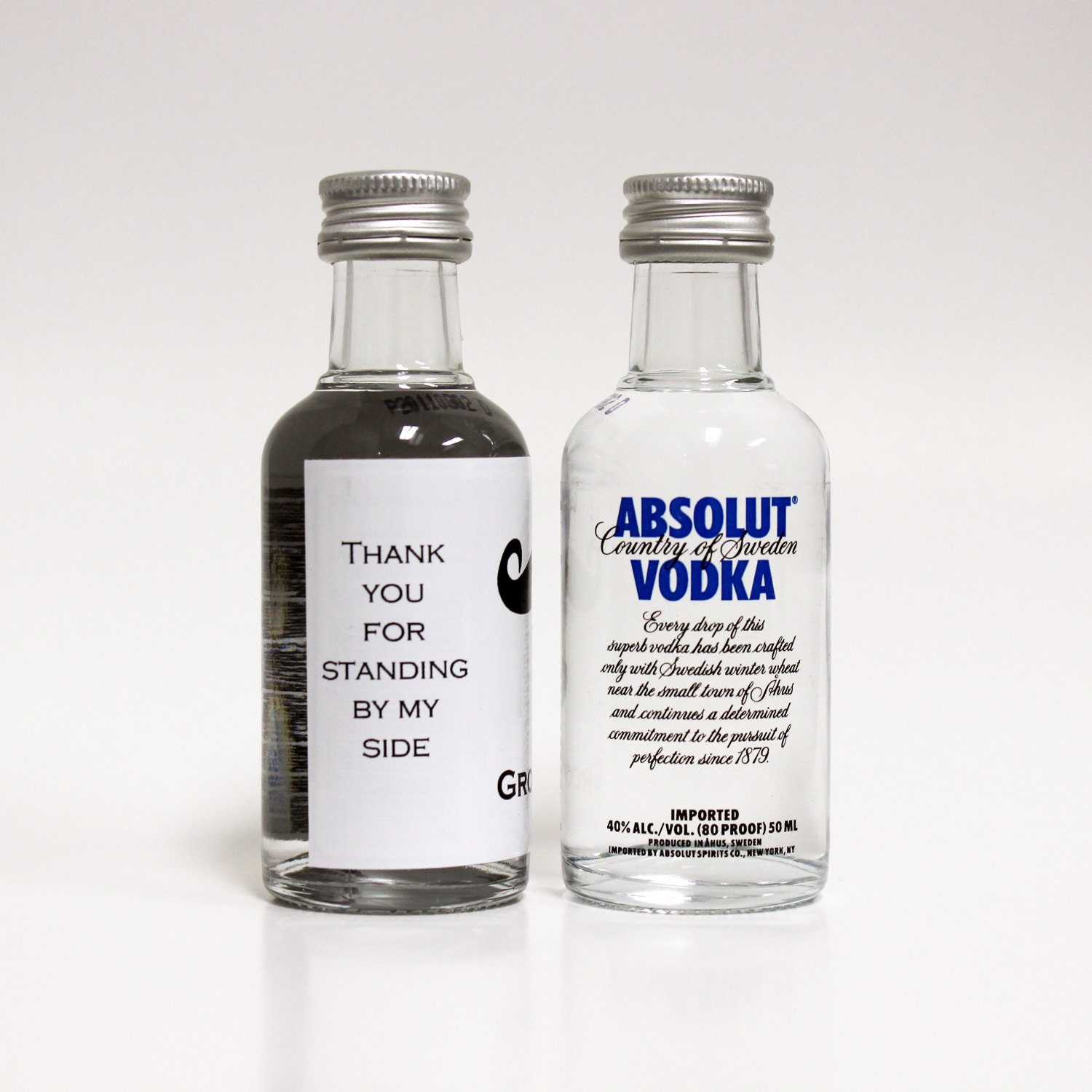 25 Custom Absolut Vodka Mini Bottle Labels Wedding Favors Thank You Mustache Bachelor Party Best Man Usher Groom Groomsmen Gifts