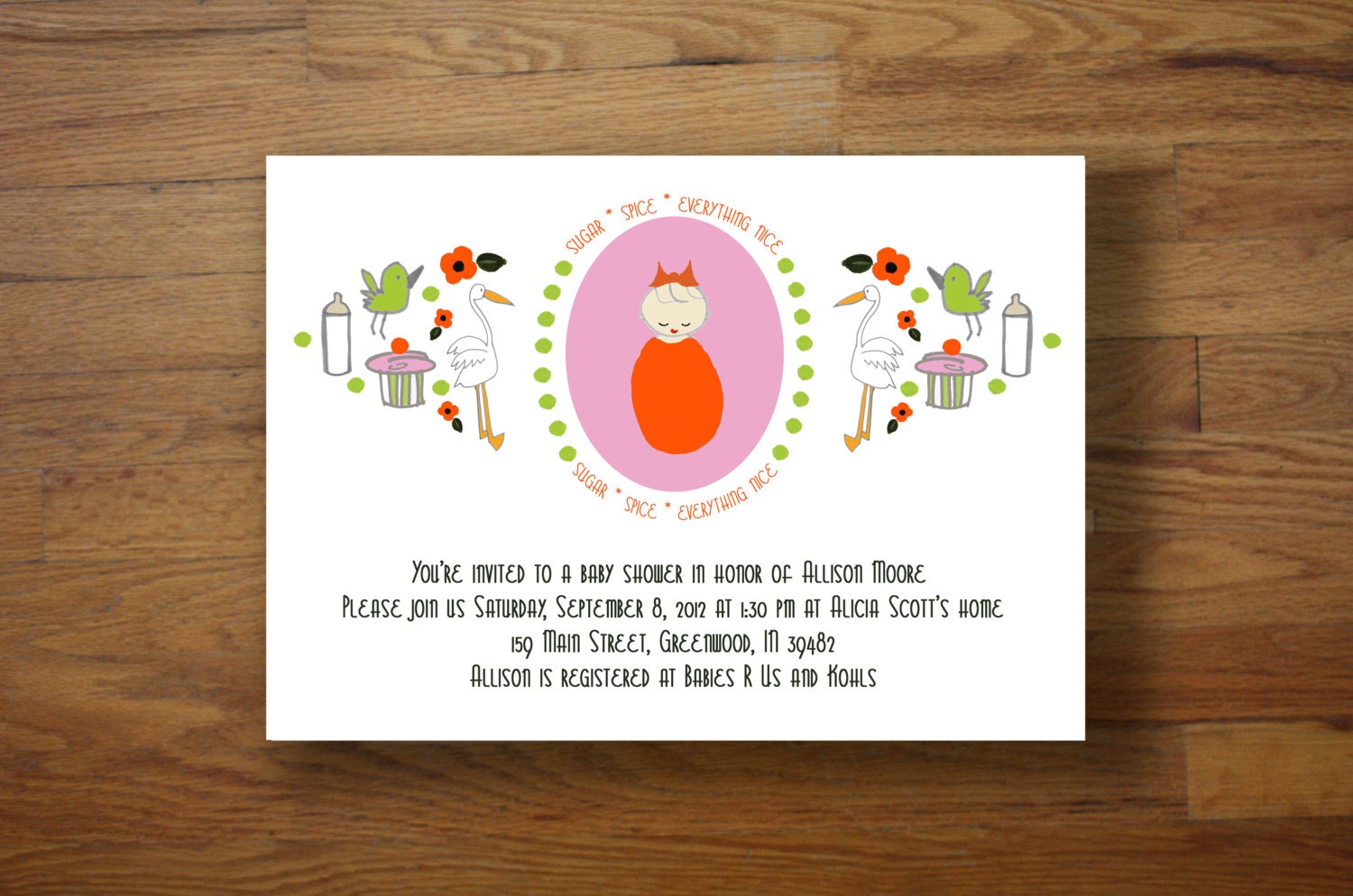 Sugar and Spice Baby Shower Invitations